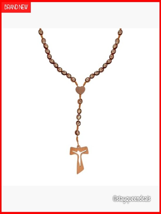 Olive Wood Franciscan Rosary: St. Francis Tau Cross, Italian  Wooden Rosary Beads Tau Cross Heart Centrepiece Handcrafted Ireland 5-Decade